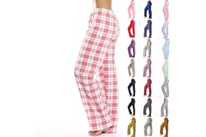 ZSAESM Stretch Plaid Pajama Pants Women Baggy Soft Wide Leg Lounge Pants Drawstring Low Rise Pj Pants Sleep Pants Loungewear