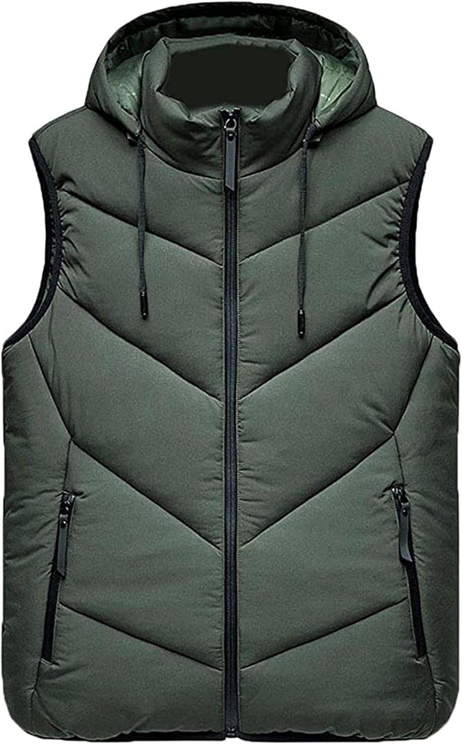 Men Big & Tall Full Zip Solid Sleeveless Hooded Down Vest Amazon.co.uk Clothing