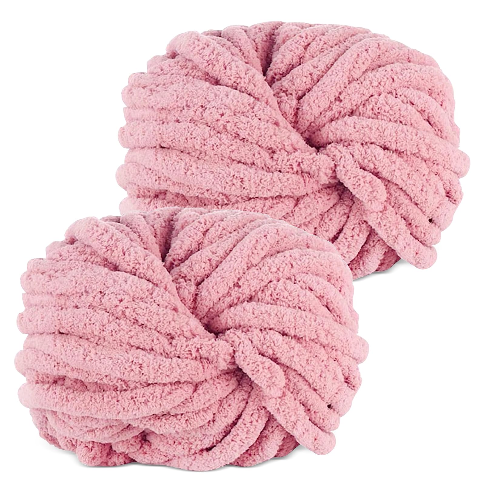 YushengTai Thick Wool, Pack of 2, 500 g, Dark Pink Thick Wool Yarn Knitting Yarn, Super Soft Chenille Chunky Yarn, Wool Super Bulky Can be used for Knitting Cushions, Blankets, Scarves and Hats