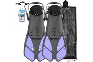 Happyouth Swim Fins Snorkel Fins Snorkeling Gear Flippers for Swimming Short Diving Fins Travel Size with Mesh Bag Extra Fin Strap Open Heel Adjustable