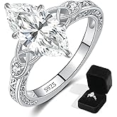 LOIPURI 4CT Marquise Moissanite Engagement Ring for Women, Celtic Knot Design S925 Sterling Silver Wedding Rings, D Color VVS1 Marquise Moissanite Ring Anniversary Promise Gift for Her Size 5-10