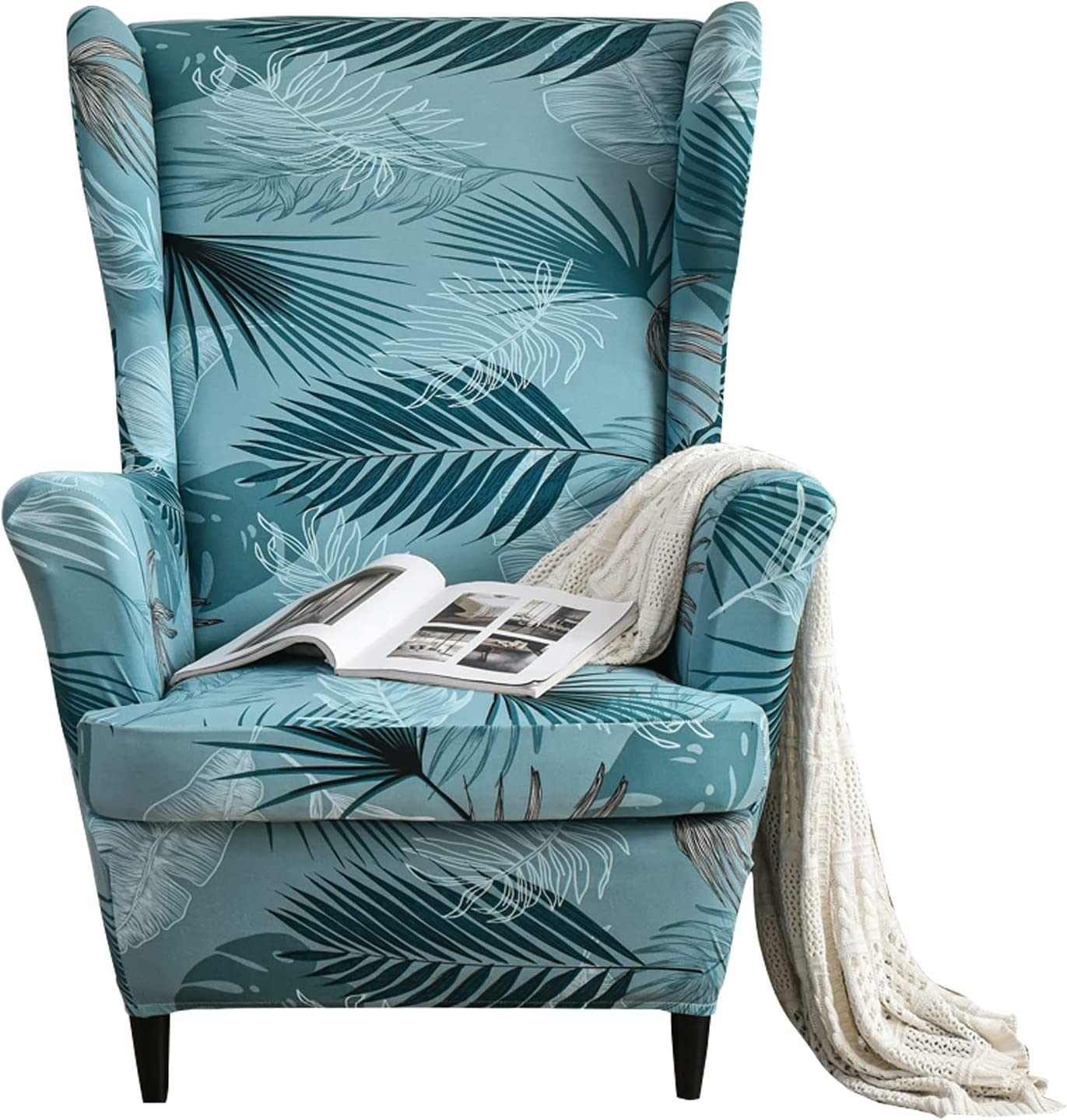 Meigeh Wingback Chair Slipcovers Wing Chair Cover for armchairs 2 pieces Armchair Slipcover for Living Room Bedroom