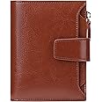 GOIACII Small Women Wallet Genuine Leather RFID Blocking Bifold Zipper Pocket Card Holder with ID Window