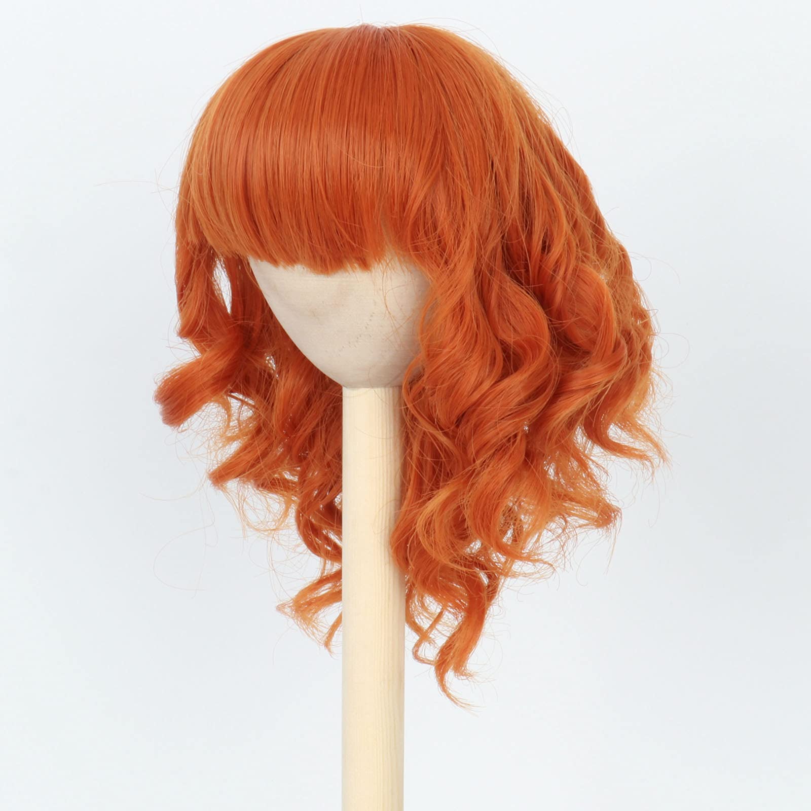 Miss U Hair 8-9 Inch 1/3 BJD Doll Wig MSD DOD Pullip Dollfie Short Curly Carrot Orange Doll Wig (KB14-T2735)