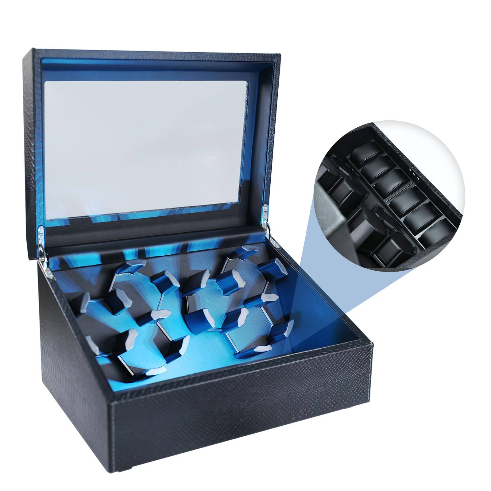 Watch Winder for Automatic Watches, Automatic Watches with Watches Storages, Automatic Watch Winder with Blue Backlight and Foam Pad, 4 Rotation Modes Rotating Watch Box