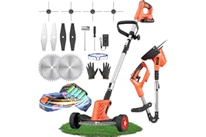 Rexley Electric Cordless Weed Wacker - Foldable Lightweight Weed Eater - 21V 2x2.0Ah Weed Eater Battery Powered, 4-in-1 Grass Trimmer/Wheel Edger/Grass Cutting line/Brush Cutter for Yard Lawns Garden