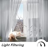 Deconovo Set of 2 Transparent Curtains Grey 260 x 140 cm Eyelet Voile view 5