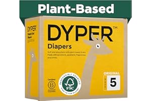 DYPER - Baby Diapers Hypoallergenic Cloth Alternative Day & Overnight Protection - Made with Plant-Based* & Honest Ingredients - Size 5 (120 Count)