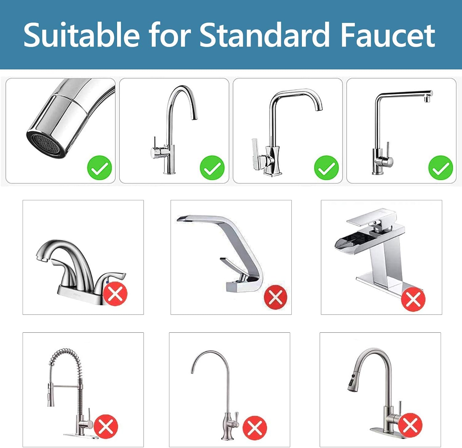 Jricoo Faucet Water Filter, 304 Stainless Steel Water Filtration System,High Water Flow Tap Water Purifier for Kitchen,Removes Lead, Flouride & Chlorine - Fits Standard Faucets: Home & Kitchen