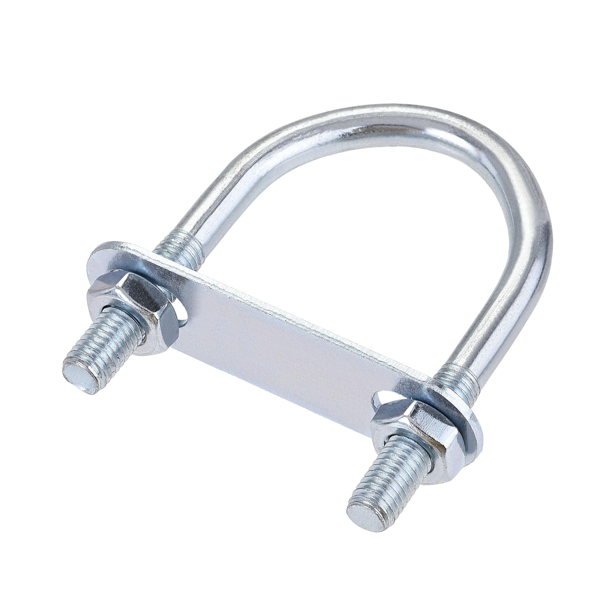 MACHSWON Round U-Bolt,1 Set Zinc Plated Alloy Steel M8 U Bolts 42mm(1.65") Inner Width 75mm Length with Nuts and Frame Plate for Automobiles Boat Trailer