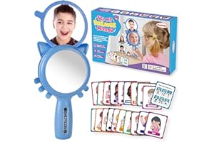 Kasfalci See My Feelings Mirror,Shatterproof Mirror for Kids,Social Emotional Learning Emotion Flash Cards,Autism Learning Materials,Anger Management Toys,Calm Down Corner Supplies for Classroom &Home