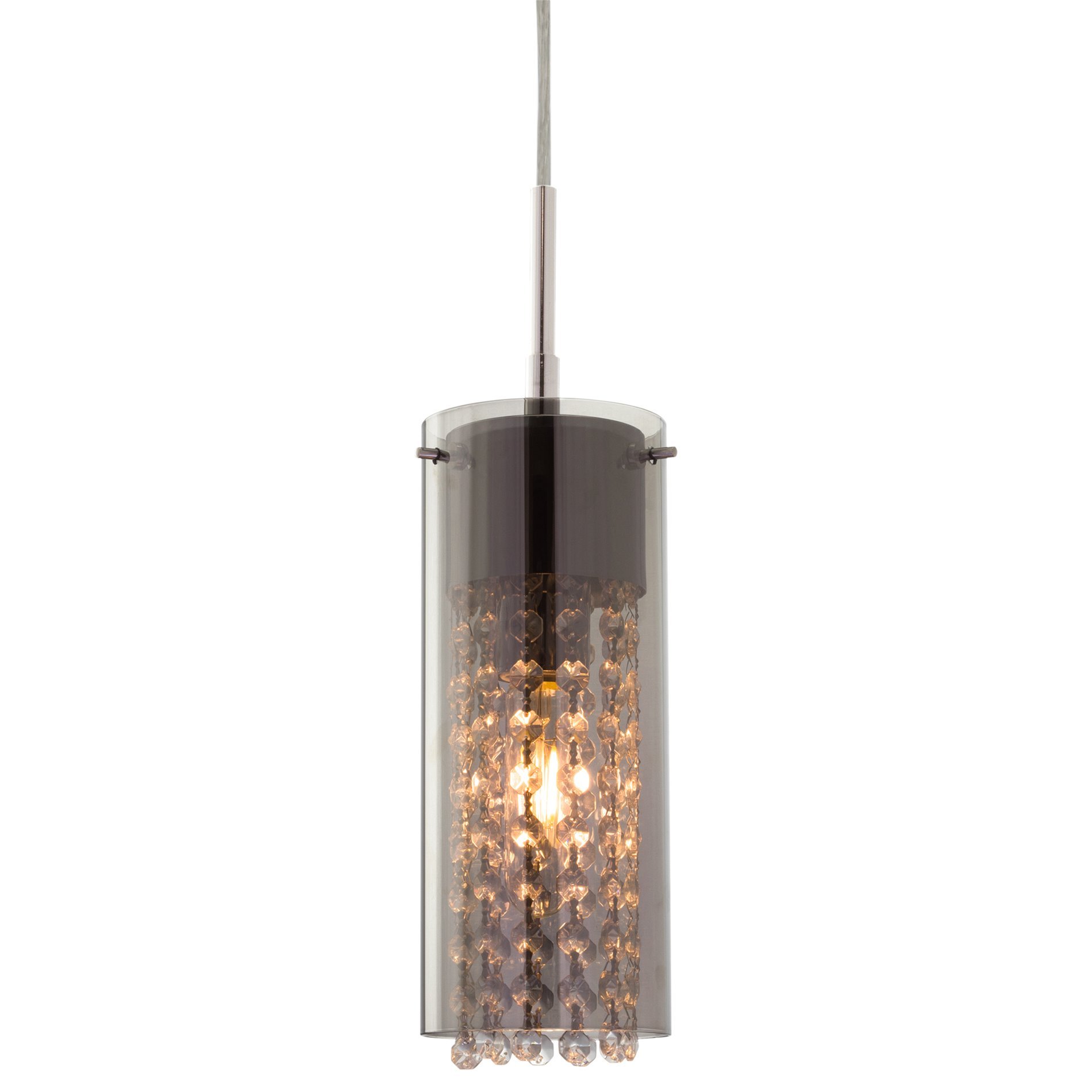 Revel Jolene 11" Contemporary Pendant Light with Smoked Glass Shade