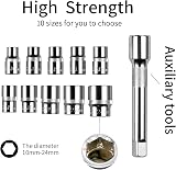 Egofine 12pc 1/2 Inch Ratchet Socket Set 10Sockets 10-24mm 2 Way Handle view 2