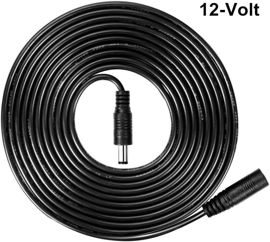 Ganewry Universal 10ft 2.1x5.5mm DC 12V Power Extension Cord for IP Camera, CCTV Security Camera, NVR, DVR, Black