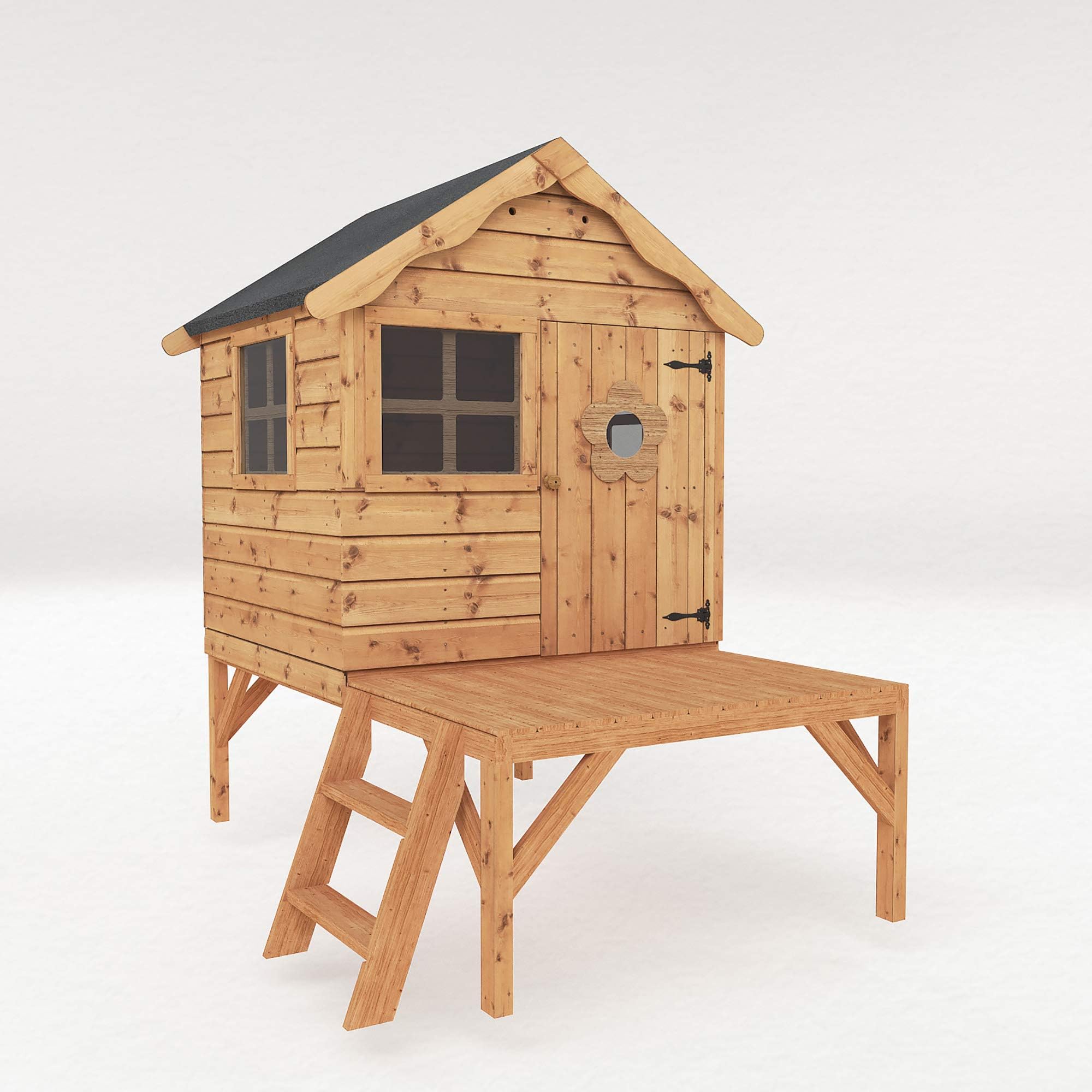 Wooden Garden Tower Playhouse 4x4, Children’s Outdoor Wendy House, Safety Styrene Windows (4 x 4 / 4ft x 4Ft)