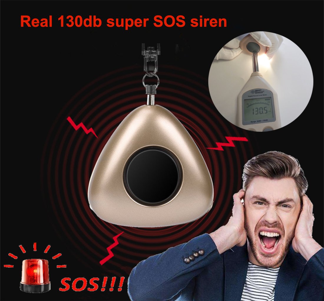 Personal Alarm 2 Pack Self Defense Device Security SOS 130DB 2 in 1 LED Flashlight Keychain for Elders/Women/Kids/Joggers/Students