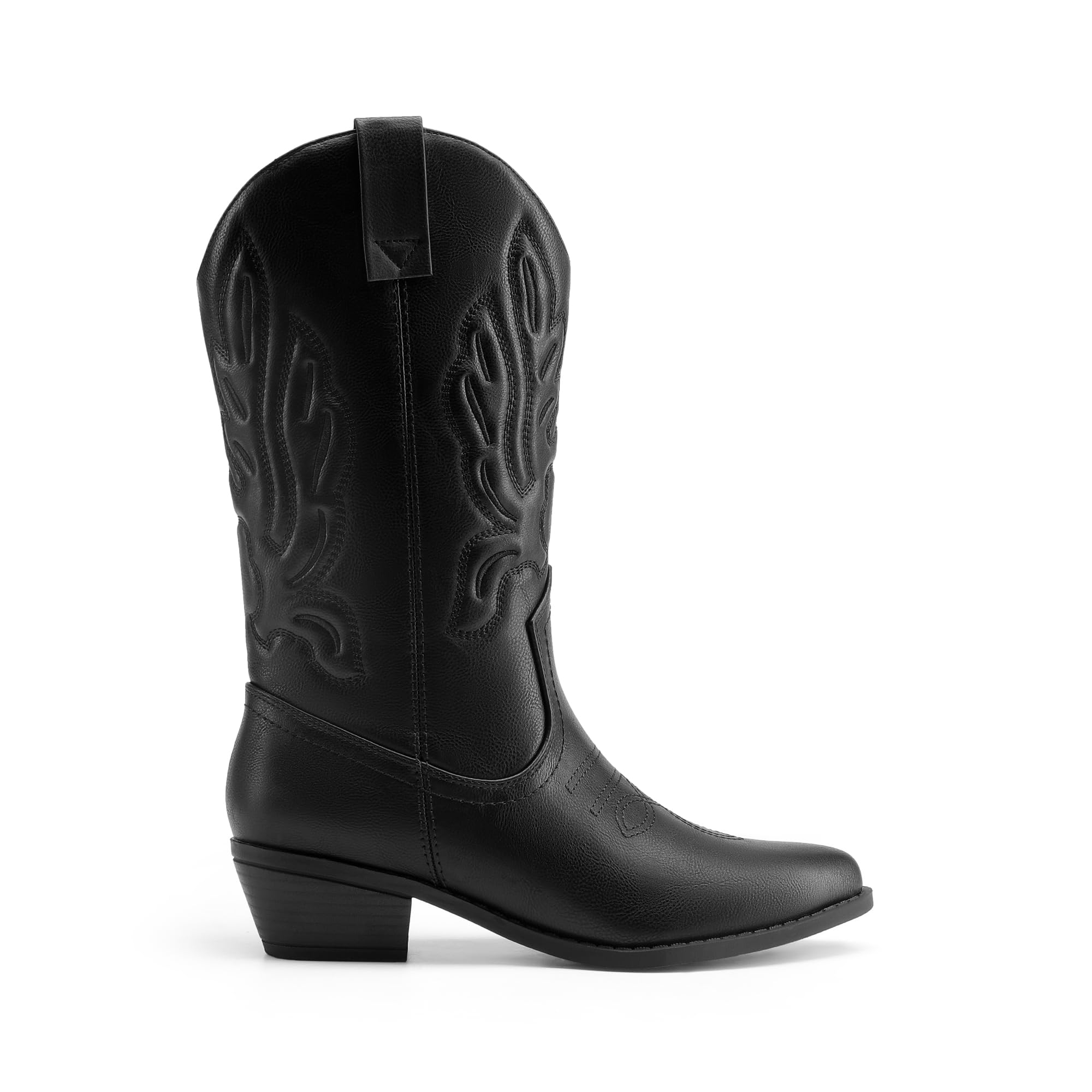 DREAM PAIRS Women's Cowboy Boots Mid Calf Cowgirl Boots Embroidery Stitched Western Boots