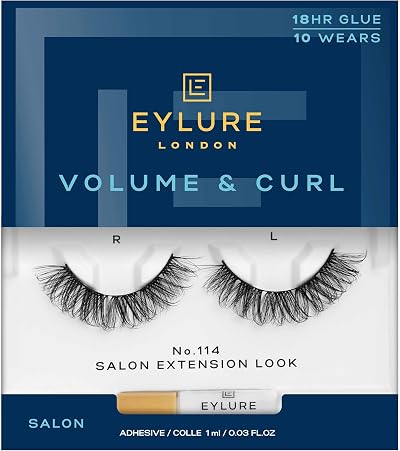 Eylure Volume & Curl No. 114 False Lashes with Glue - Extreme Curl