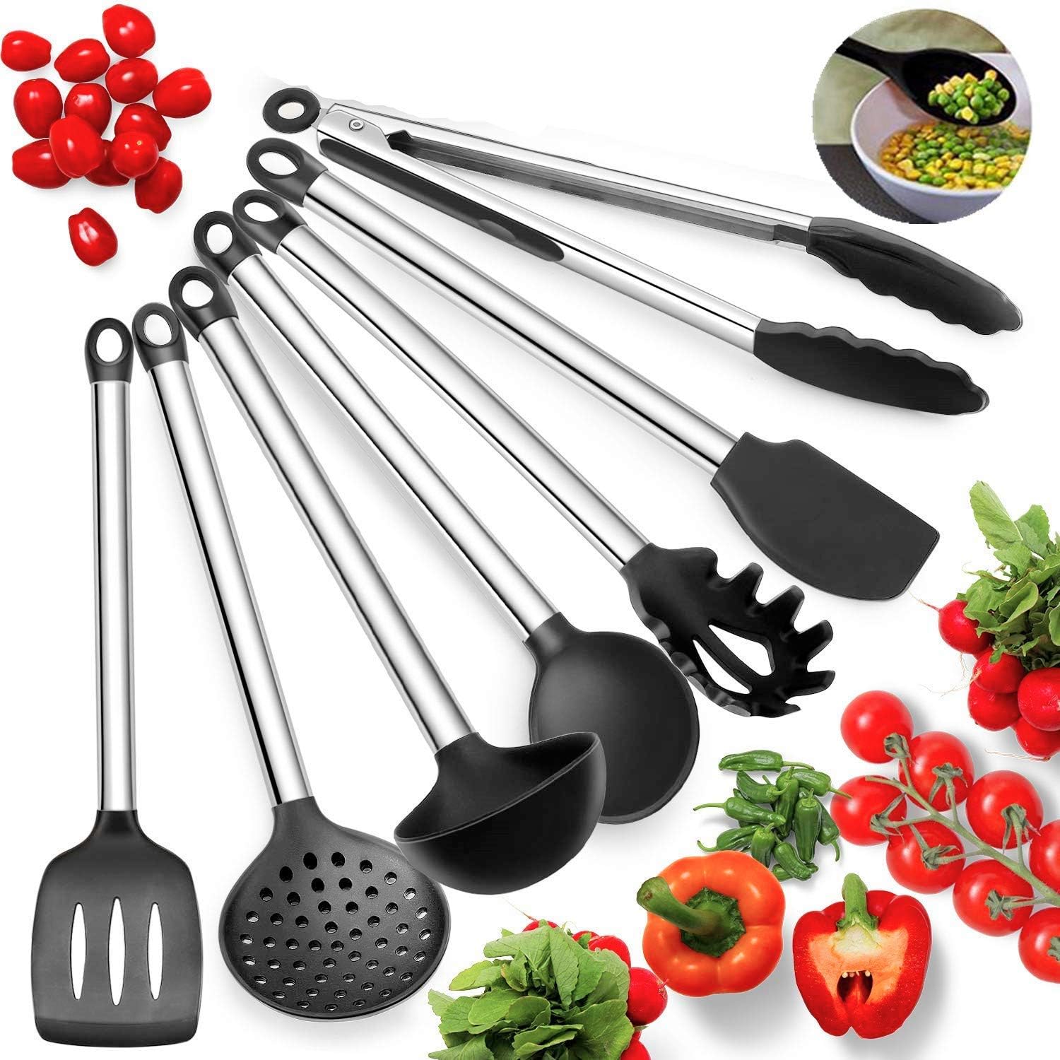 Kitchen Utensils Set,JmeGe 12 Piece Cooking Utensils - Nonstick Utensil Set - Silicone and Stainless Steel Kit - Best Kitchen Gadgets Kitchen Tool Set Gift