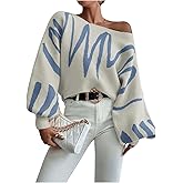 Verdusa Women's Off The Shoulder Sweater Oversized Sweaters Long Sleeve Pullovers Knit Tops Spring Brunch Outfits