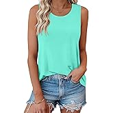 Bliwov Womens Summer Tank Tops Beach Vacation Casual Sleeveless Shirts Spring Fashion Outfits Workout Loose Fit Tees Blouses Mint Green