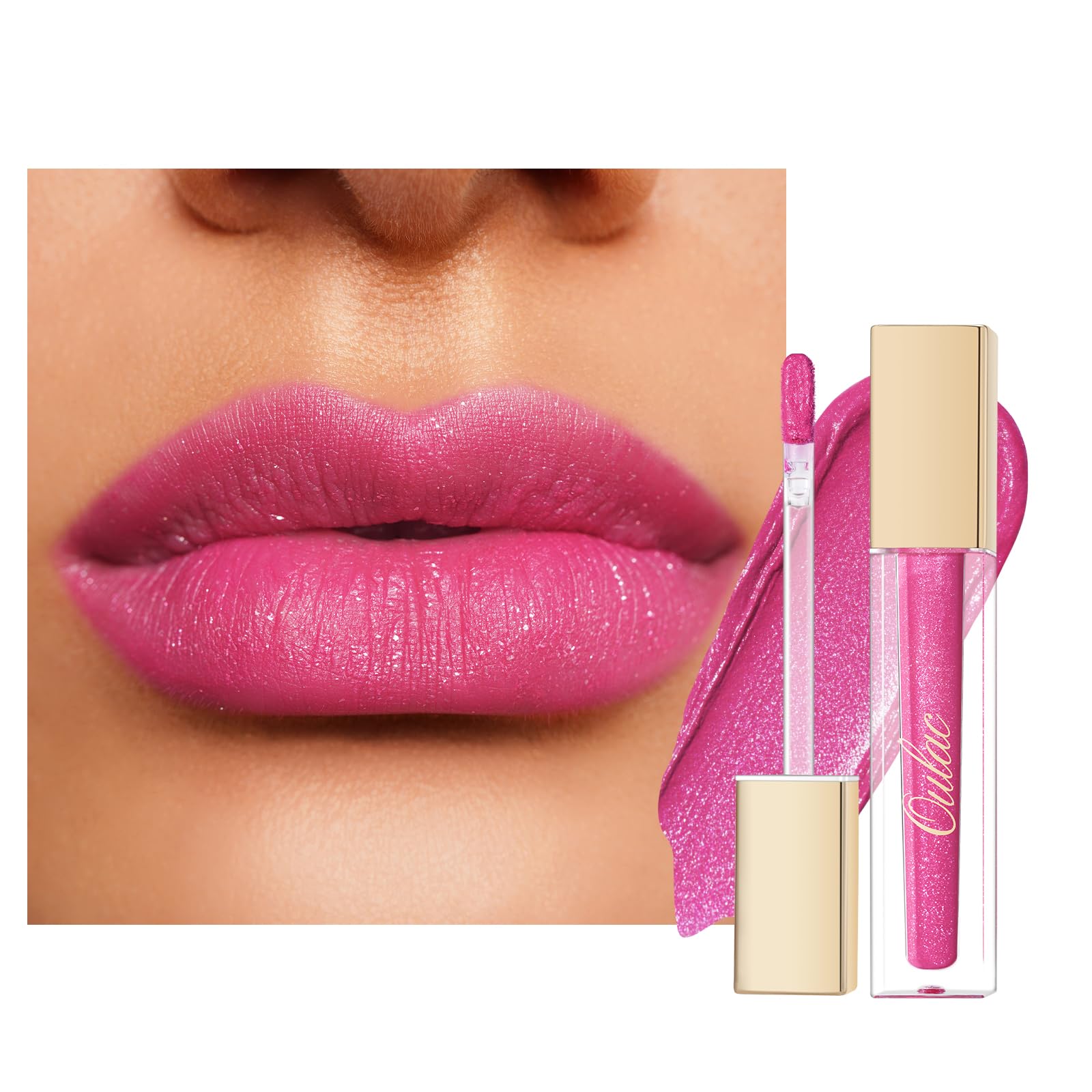 Oulac PInk Matte Lipstick for Women, Glitter Liquid Lip Stick with Sequin, Long Lasting Lip Stain, High Impact Lipcolor, Waterproof Lightweight Soft, Vegan & Cruelty-Free MS08 — image 1
