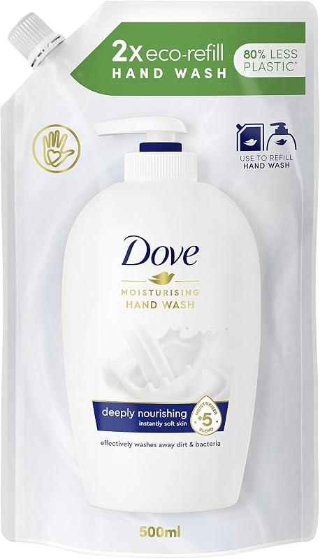 Sabonete líquido para mãos dove recharge hidratação profunda com 5 hidratantes para todos os tipos de pele, 500 ml