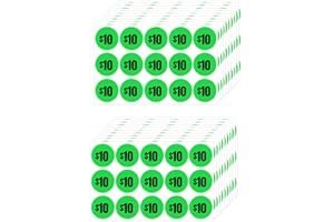 Mobiusea Creation 300pcs $10 Price Stickers | 10 Dollar Price Tags Labels | Bright Green Color with Black Text | 1" in Diameter | Preprinted Price Labels | Garage Sale Stickers