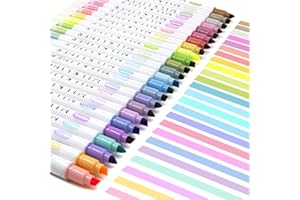 HANKU Highlighters Assorted Colors,24 Unique Retro Colors, Pastel Highlighters, Quick Dry Dual tip and Fine Tip No Bleed Highlighter Markers for Bible Journals Planners Books Notes