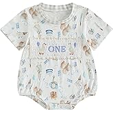 Bagilaanoe First Birthday Outfit Baby Boy One Year Old Birthday Romper Goose Short Sleeve Bodysuit Shirt