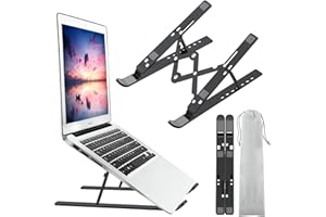 LEEBOOM Laptop Stand for Desk, Ergonomic Design Adjustable Aluminum Foldable Portable Computer Stand, Compatible with MacBook Air Pro, HP, Lenovo, Dell, More 10-15.6”Inch and Tablets (Black)
