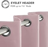 Deconovo Eyelet Curtains Blackout 42 x 54 Inch 2 Panels Pink Thermal view 7
