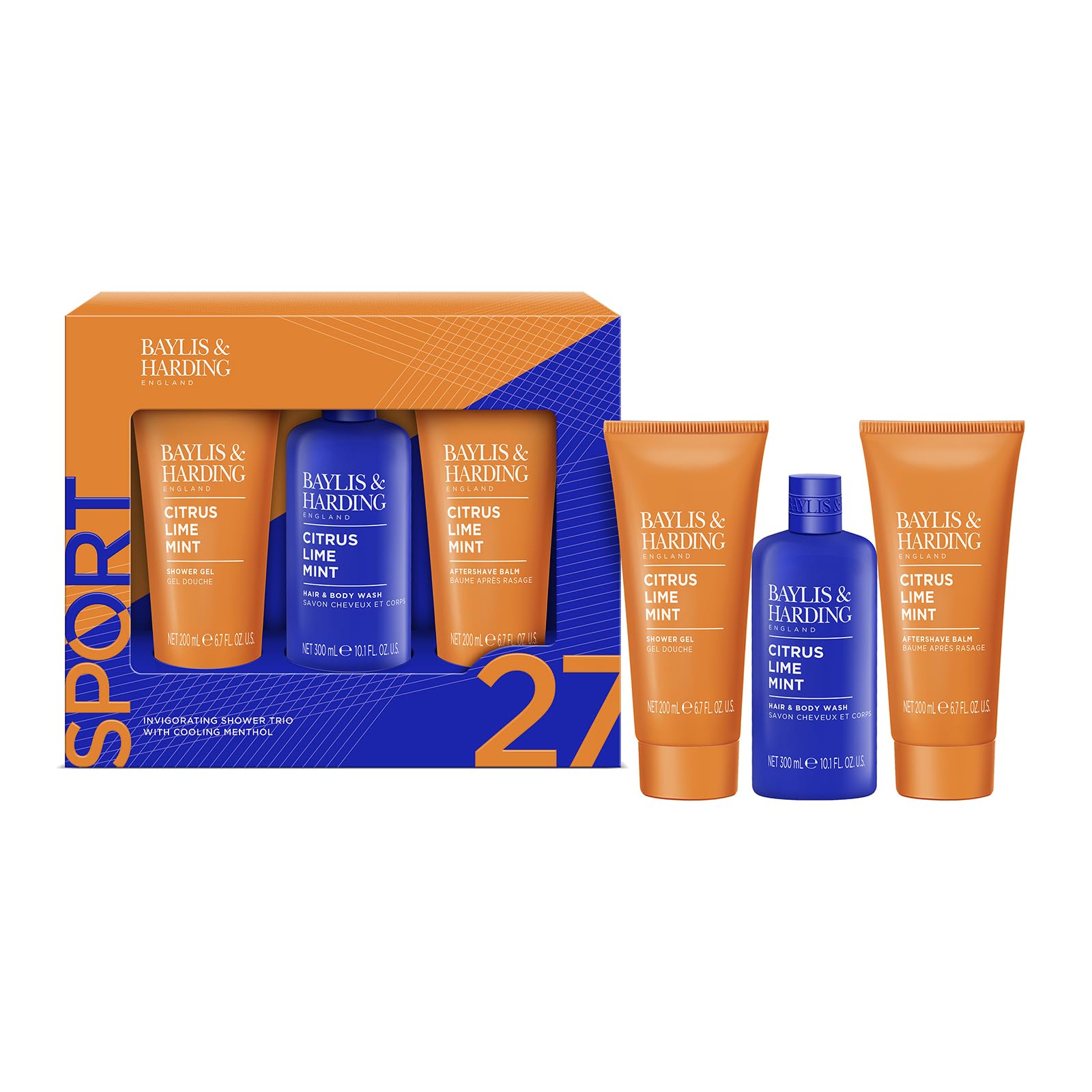 Baylis & Harding Citrus, Lime & Mint Men's Invigorating Shower Trio Gift Set - Vegan Friendly (Pack of 1)