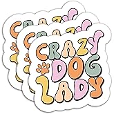 (3PCS) Crazy Dog Lady Sticker, Dog Mom Stickers Dog Mom Decals Decor Books, Laptops, Tumblers, Water Bottles, Waterproof Vinyl Decal for Dog Lovers, Gifts for Mom Mama Women, Size 3" x 2.8"