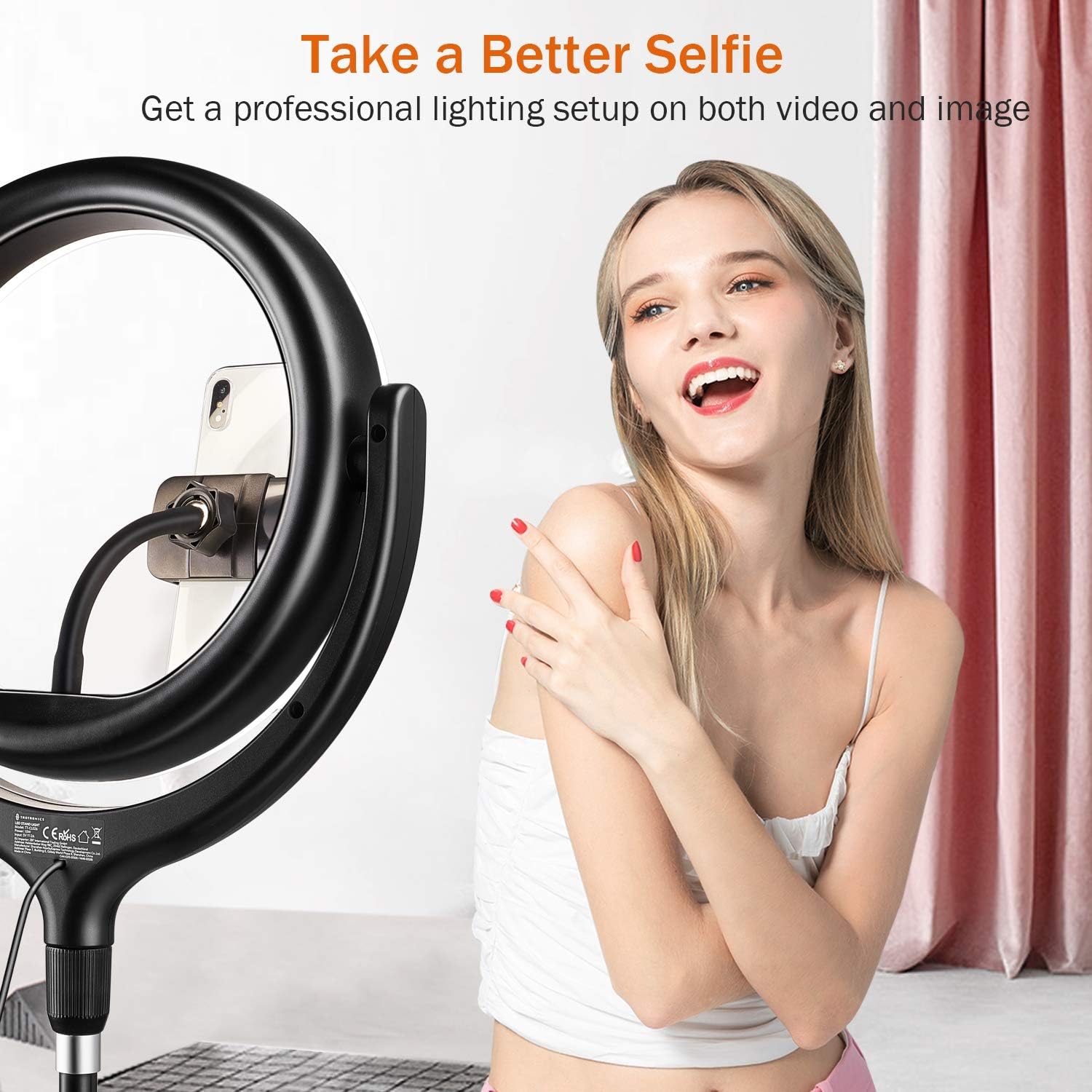 TaoTronics Ring Light with Tripod Stand 2 Phone Holders and Bluetooth Remote Shutter, 3 Lighting Modes, 10 Brightness Levels, Dimmable Led Camera Ring Light for Live Streaming, YouTube, Video, Make Up : Camera & Photo