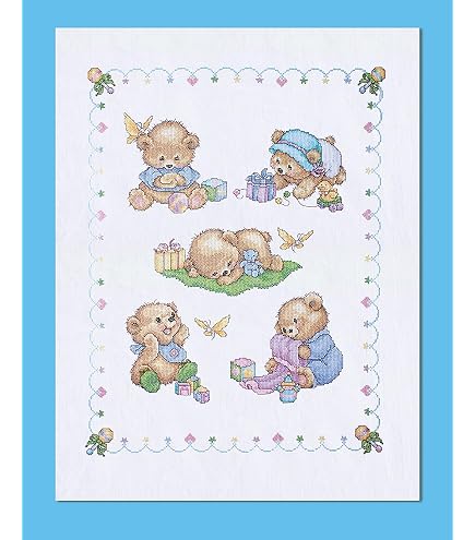 Amazon.com: Herrschners Woodland Welcome Baby Quilt Stamped Cross
