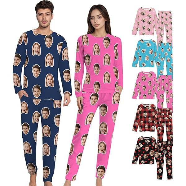 Custom Photo Long Sleeve Pajamas Custom Face Pajamas