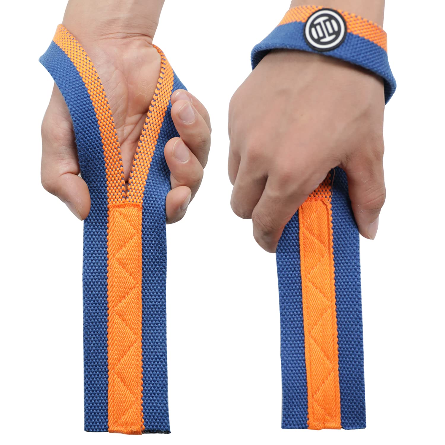 LUXIAOJUN Weightlifting Straps, Olympic Weightlifting, Powerlifting, Deadlifts Polyester Straps (Orange and Blue)
