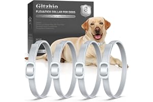 GLTZHIO Flea Collar for Dogs, 4 Pack Flea and Tick, Dog Flea Collar with Natural Essential Oils, Adjustable Size for All Ages of Dogs(Grey)