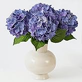 ZYTUYO 4PCS 19.6Inch Violet Blue Faux Hydrangea Artificial Flowers Silk Latex Realistic Full Large Hydrangeas Spring Long Stem Leaves Bouquet Plants for Tall Vase Table Garden Arrangements