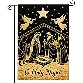Christmas Nativity Christ O Holy Garden Flag Burlap 12 x 18 Inch Vertical Double Sided Xmas Winter Religious Holiday Farmhouse Yard Decor