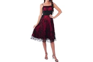 FEOYA Women Gothic Steampunk Costume Vintage Corset Dress Y2K Spaghetti Strap Floral Lace Dresses Medieval Gowns