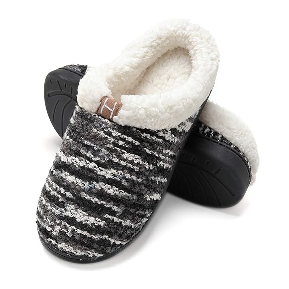 HARRMS Damen Winter Hausschuhe Plüsch Warm Gefüttert Schafwolle Pantoffeln Slipper Rutschfest Fleece-Futter Slipper Fell Slip