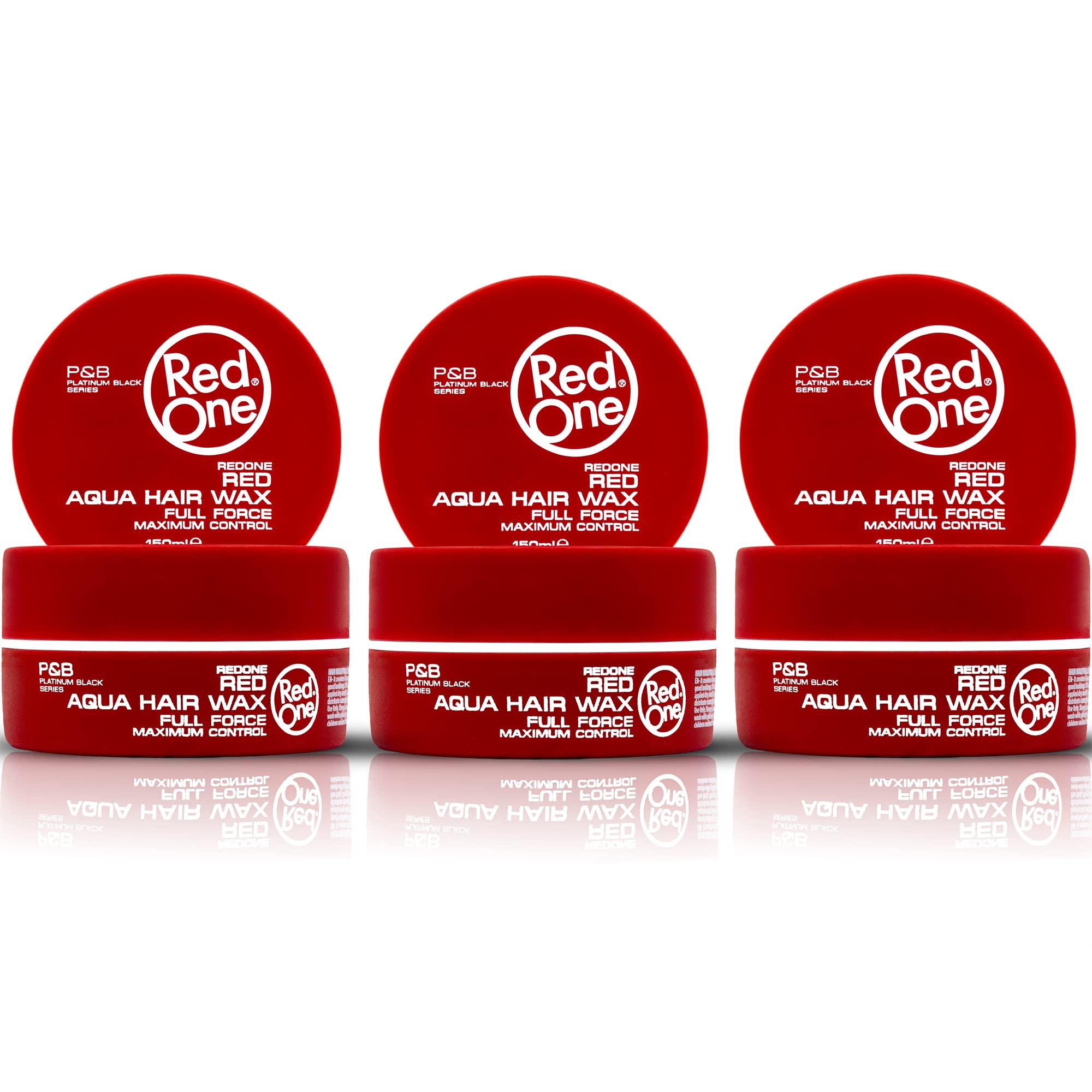 RedOne Aqua Hair Wax Red 3x150 ml Pack | Strong Hold & Ultra Shine Hair Gel Wax | Strawberry Scent | Edge Control & Maximum Control | Barber Quality Hair Styling Wax for Men & Women | 3 Pack