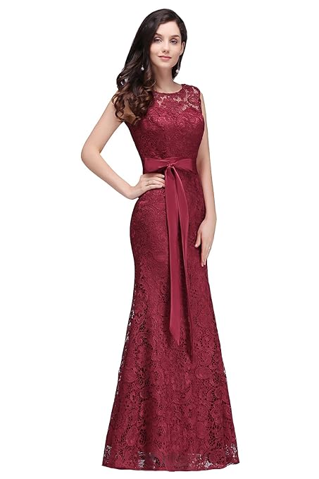 MisShow Damen Hochwertiges Ärmellos Abendkleider Lang Ballkleid Brautjungfernkleid Meerjungfrau Kleid