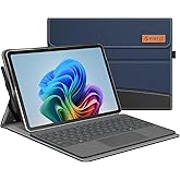 Fintie Case for Microsoft Surface Pro 12 Inch 1st Edition (2025), Multiple Angle Viewing Portfolio Business Cover with Pocket & Stylus Holder, Compatible with Type Cover Keyboard (Navy/Black)