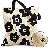 Miss Adola Aesthetic Tote Bag for Girls - with Magnetic Buckle and Zipper Inner Pocket for Women Lady Canvas Cotton Tote Bag