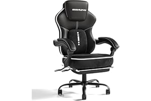 EIZIMZVU Gaming/Office Chairs with Adjustable Lumbar Support, PU Leather High Back PC Video Game Chair for adults, Adjustable Swivel Computer Chair with Footrest (Black)