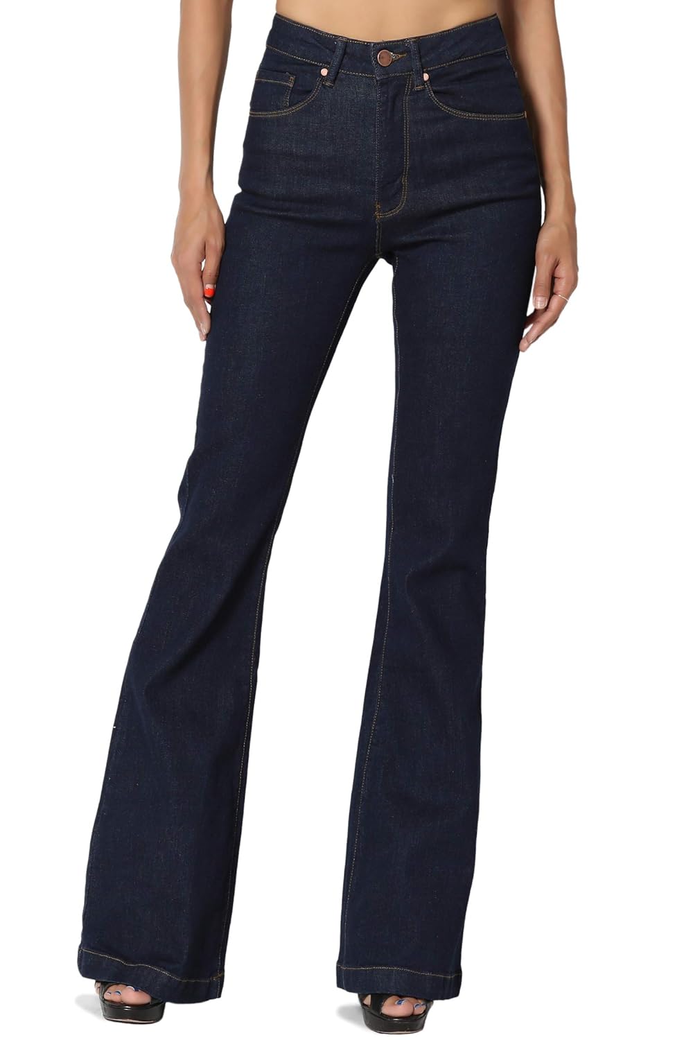 Clothing Shoes Accessories Women S Jeans Themogan Women S Vintage Dark Blue 5 Pocket Mid Rise Stretchy Denim Skinny Jeans