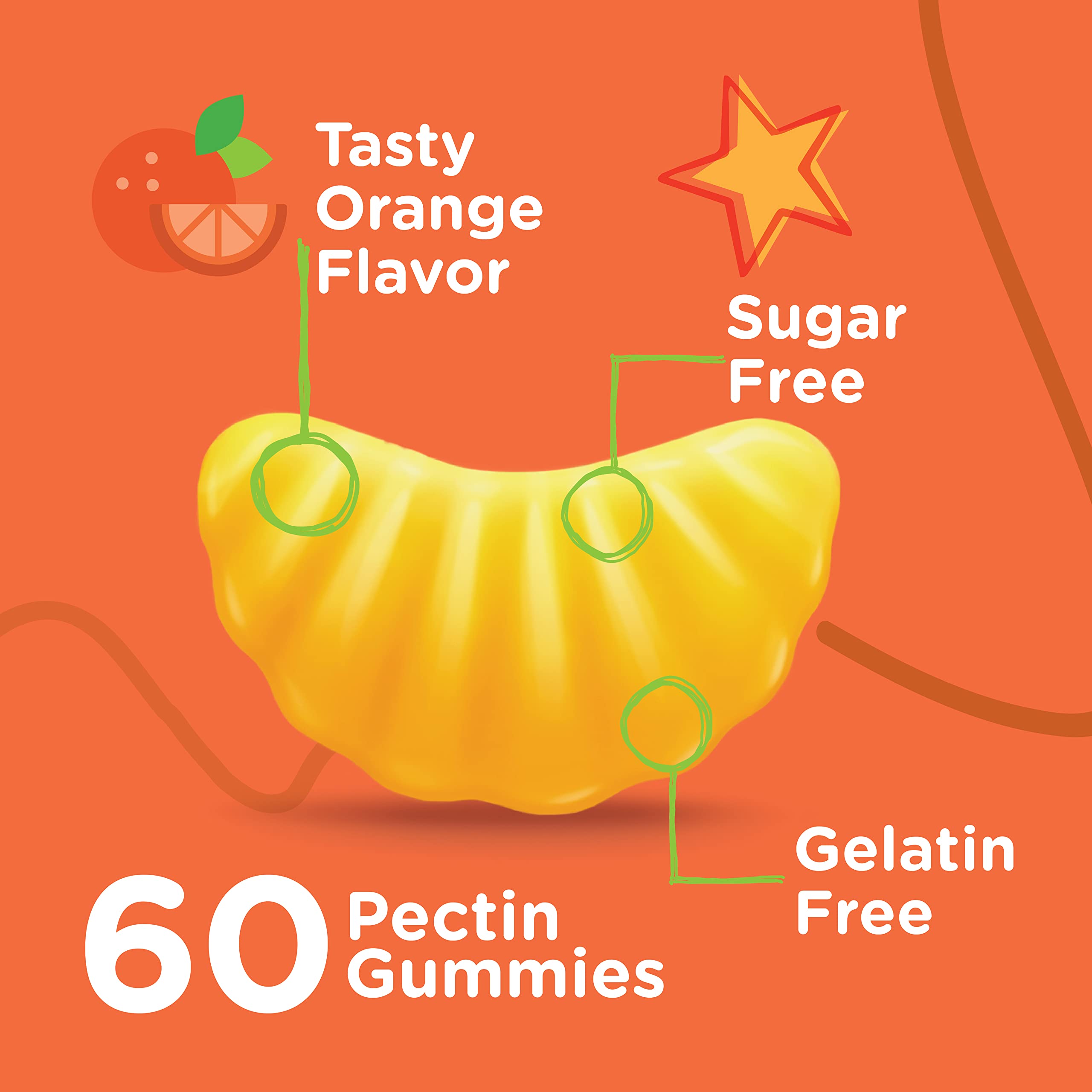 Viteey Kids Vitamin C Gummies 75mg, with Echinacea - Sugar Free - Immune Support for Toddlers, & Teens - Vegan, Gelatin Free, Gluten Free, GMO Free - Tasty Orange Flavored Kids Immunity Gummy